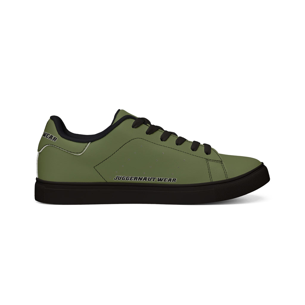 Women's Low-Top Leather Sneakers —Military Green Casual Shoes