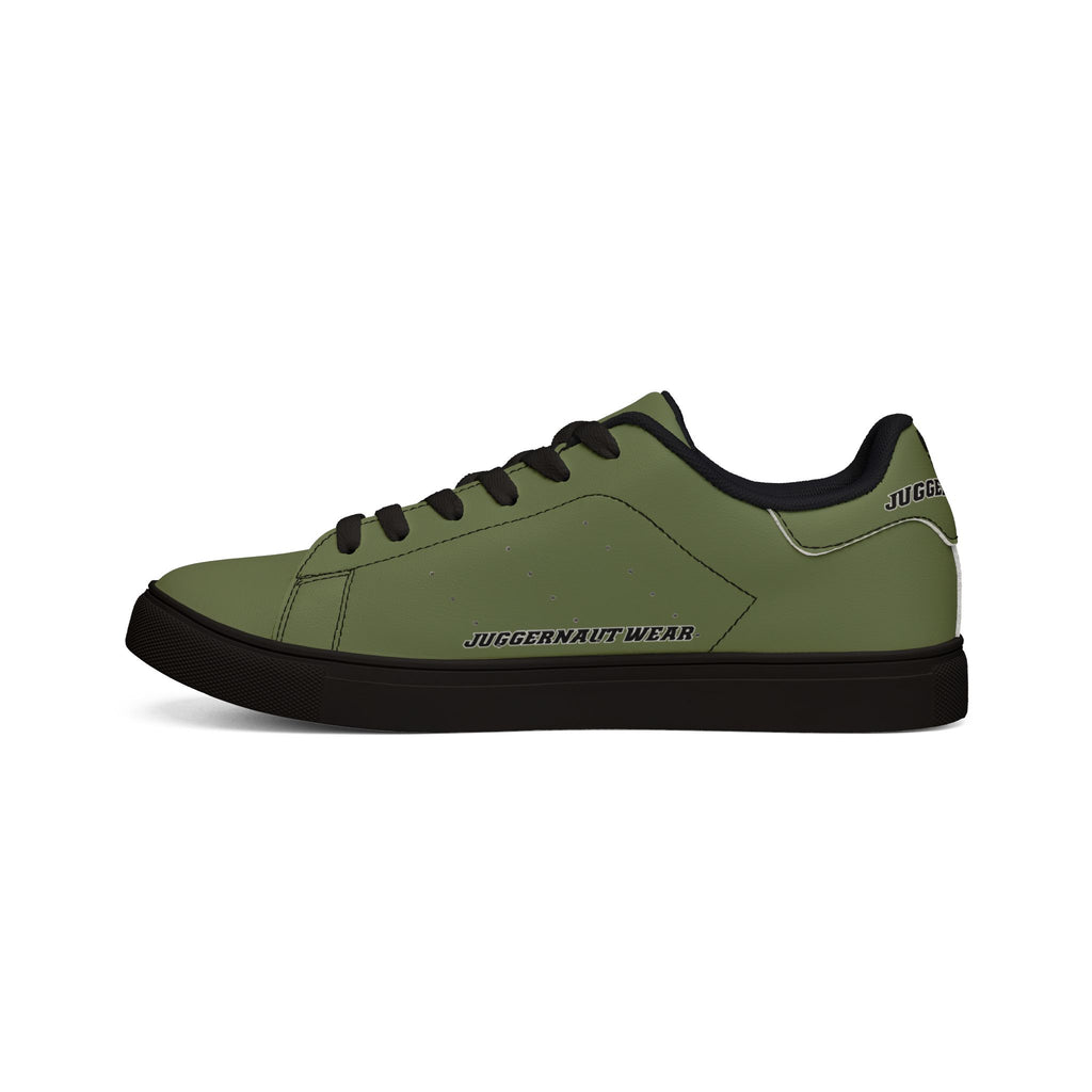 Women's Low-Top Leather Sneakers —Military Green Casual Shoes