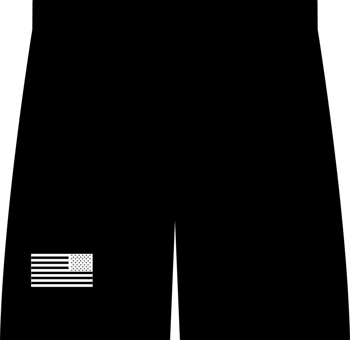Performance Shorts — Black 7" Workout Shorts with USA Flag & Juggernaut Wear Logo