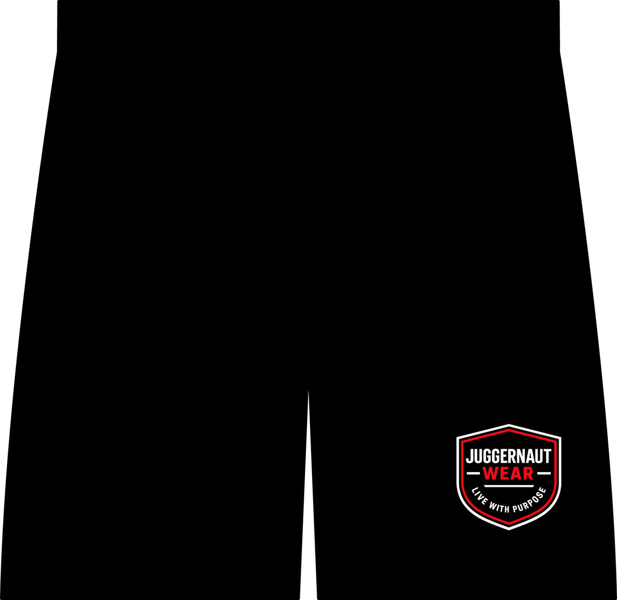 Performance Shorts — Black 7" Workout Shorts with USA Flag & Juggernaut Wear Logo