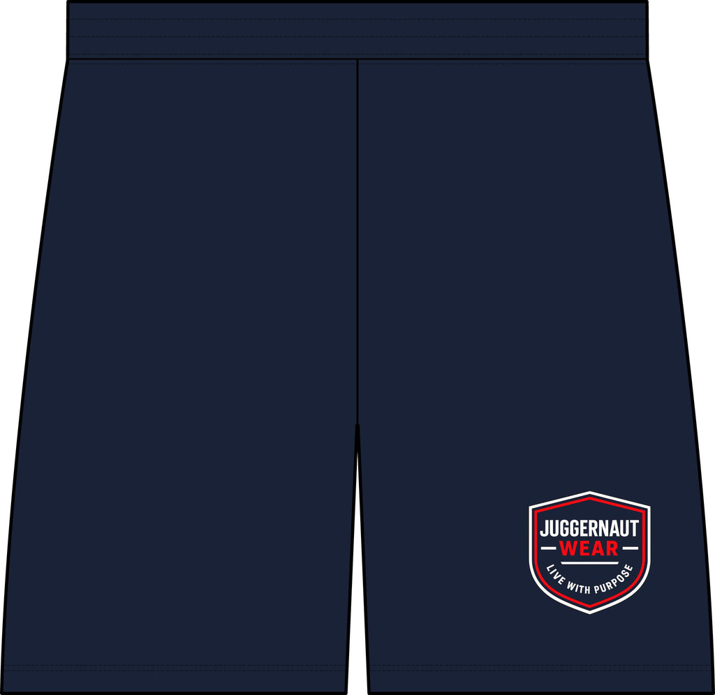 Performance Shorts — Black 7" Workout Shorts with USA Flag & Juggernaut Wear Logo