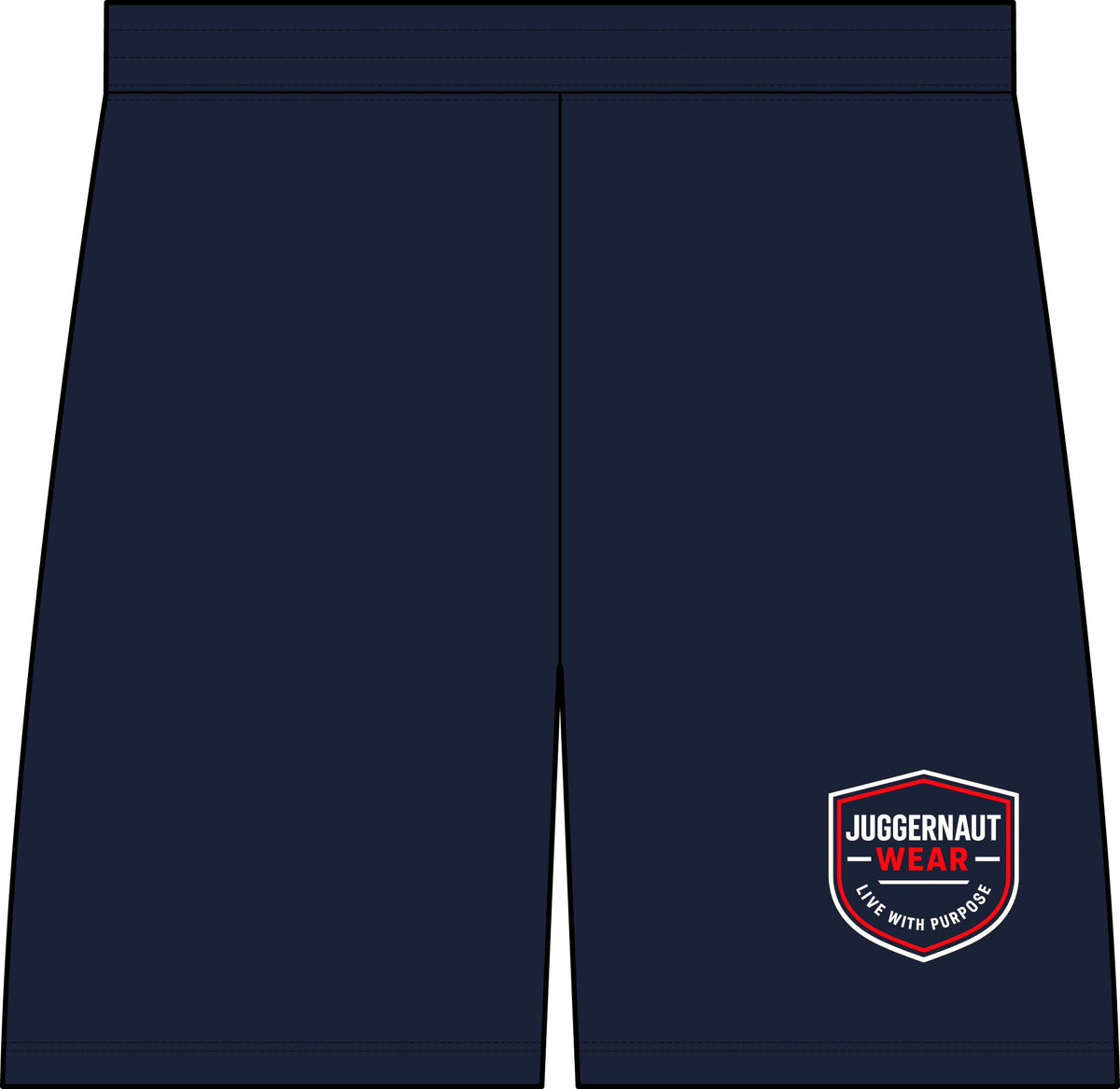 Performance Shorts — Black 7" Workout Shorts with USA Flag & Juggernaut Wear Logo