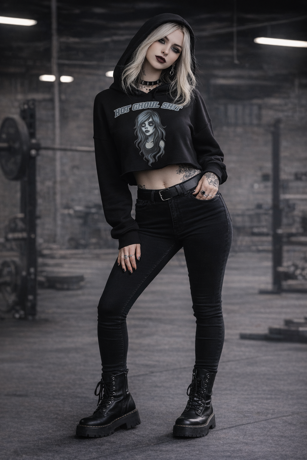 Hot Ghoul Stuff Crop Hoodie